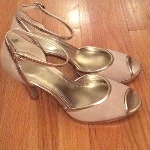 Anne Klein Sandals, Natural Color, Suede , Size 10